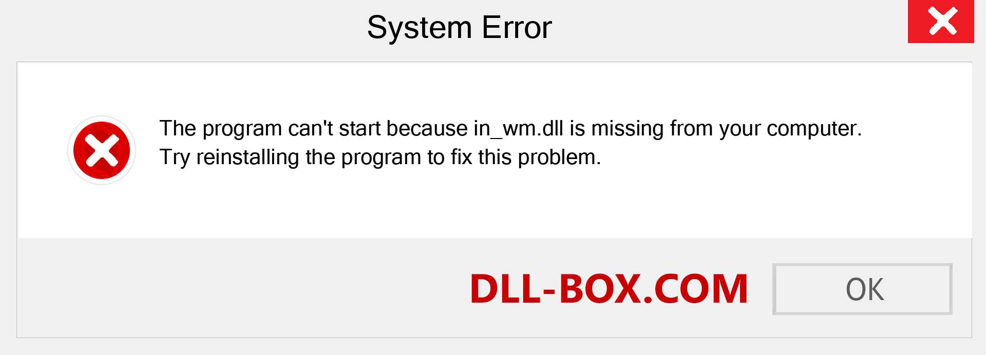  in_wm.dll file is missing?. Download for Windows 7, 8, 10 - Fix  in_wm dll Missing Error on Windows, photos, images